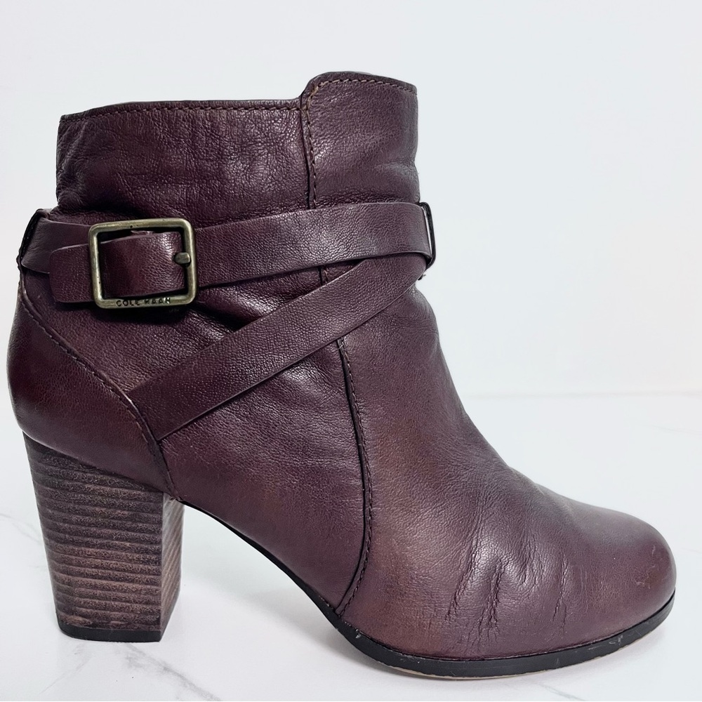 Cole Haan Grand OS Leather Bootie With Heel Buckle Brown Leather Women’s Size 7B